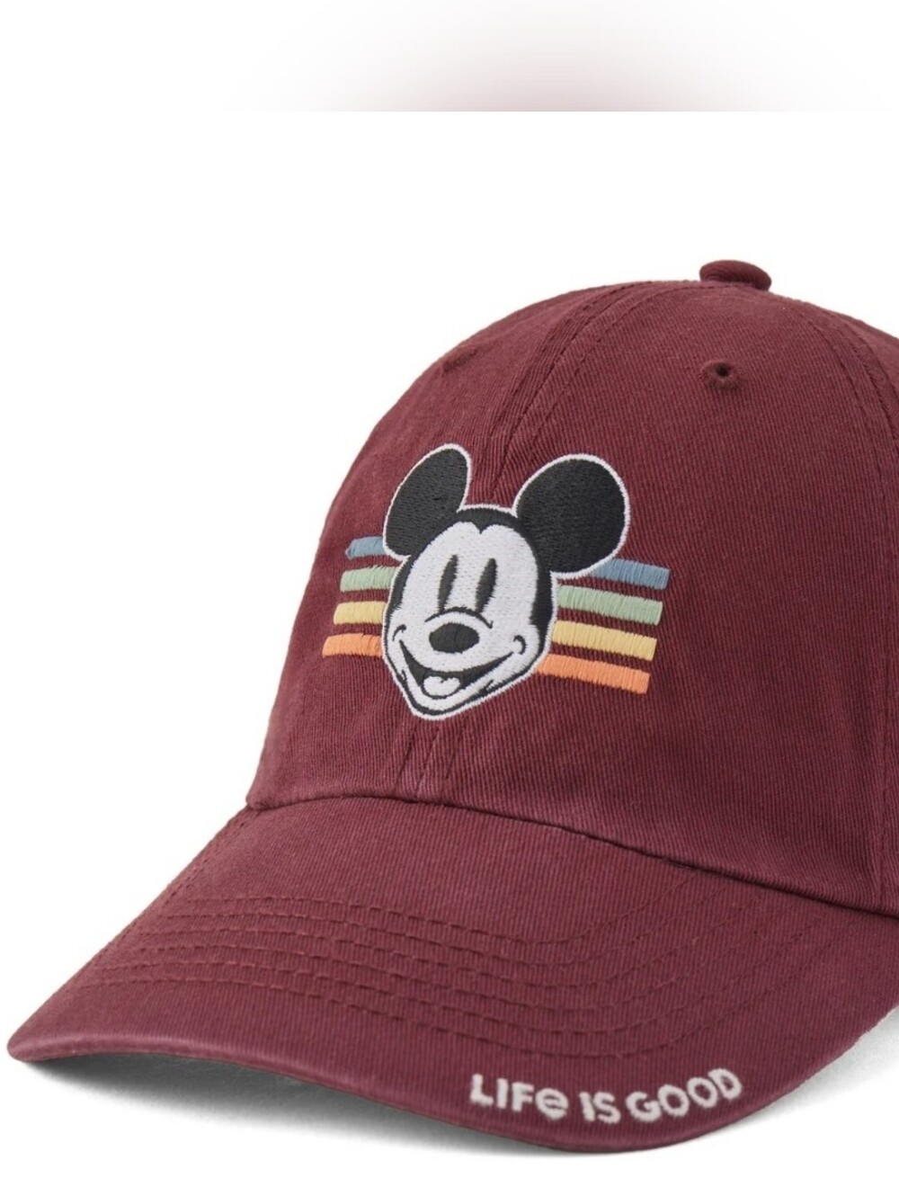 Life Is Good Adult Burgundy Mickey Baseball Cap